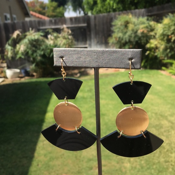 Anthropologie Accessories - Anthro black & gold dangle earrings